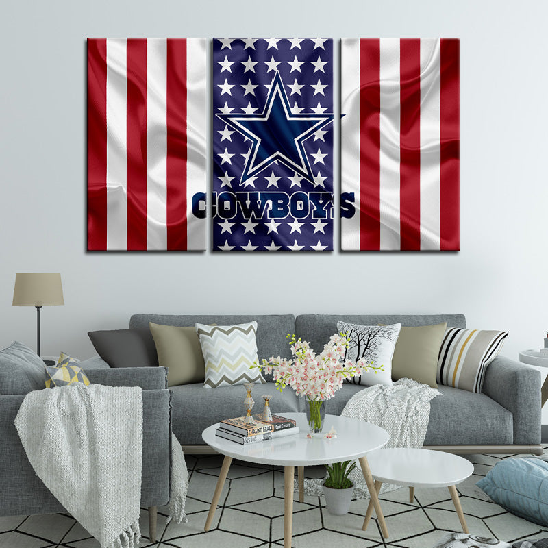 Dallas Cowboys American Flag Wall Canvas