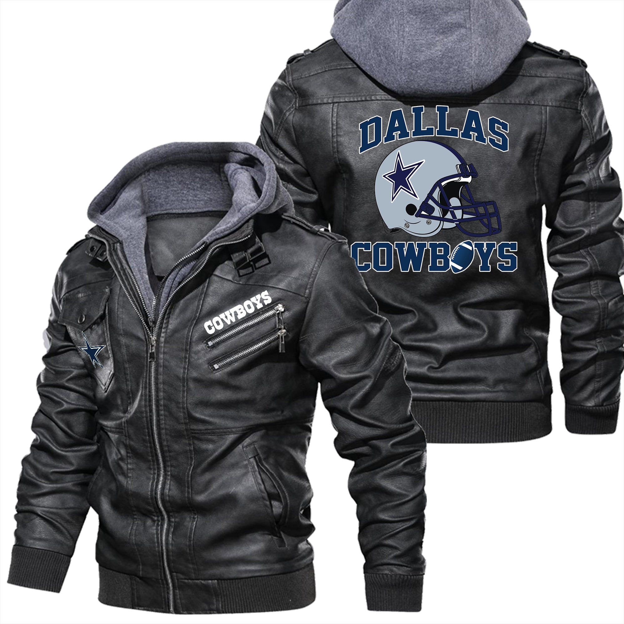 Dallas Cowboys Helmet 3D Leather Jacket