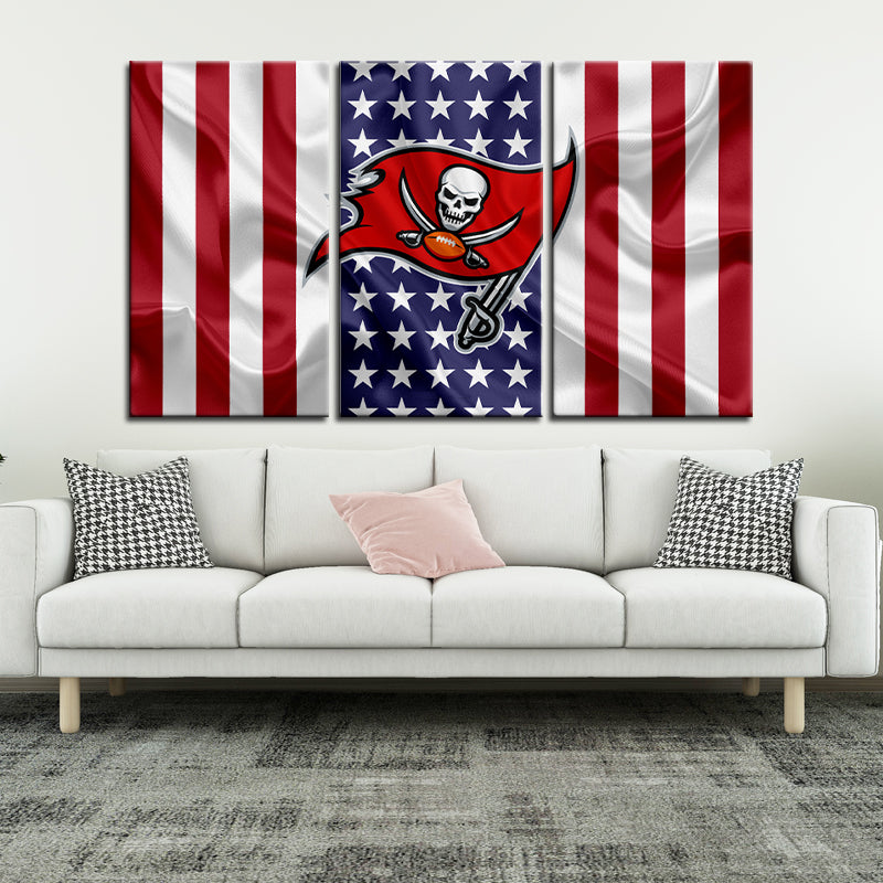 Tampa Bay Buccaneers American Flag Look Wall Canvas