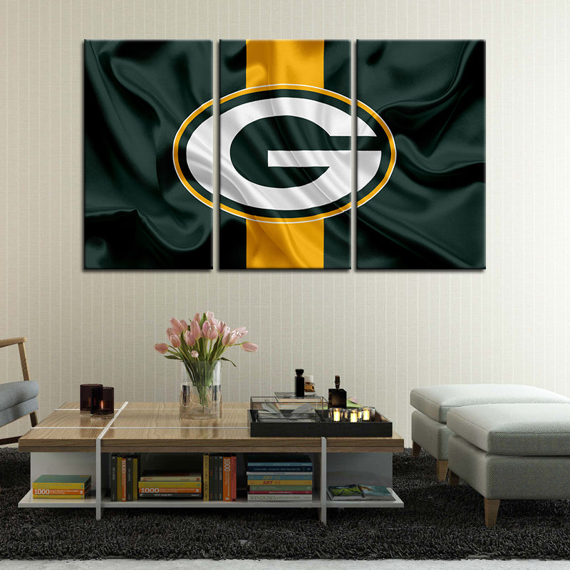 Green Bay Packers Fabric Flag Look Wall Canvas