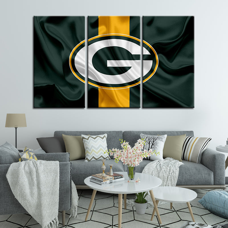 Green Bay Packers Fabric Flag Look Wall Canvas