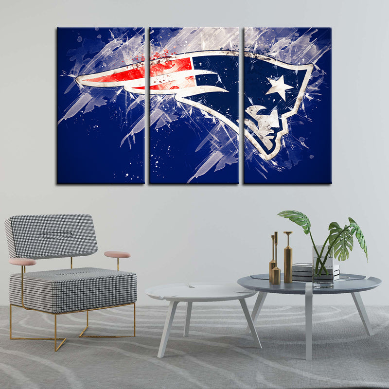 New England Patriots Paint Splash Wall Canvas