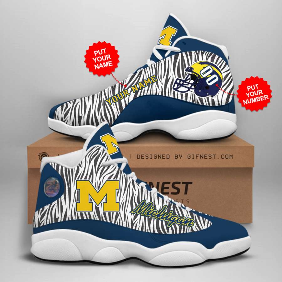 Michigan Wolverines Casual 3D Air Jordon Shoes