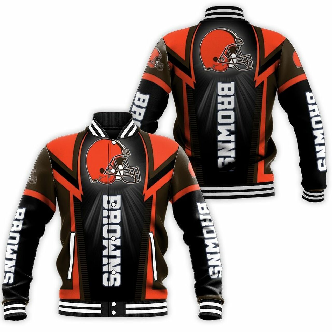 Cleveland Browns Casual 3D Letterman Jacket