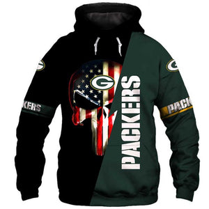 Green Bay Packers Skull Hoodie – SportsDexter