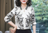 Women's Stand-up collar Floral Print Button-Up Shirt - LAI MENG FIVE CATS