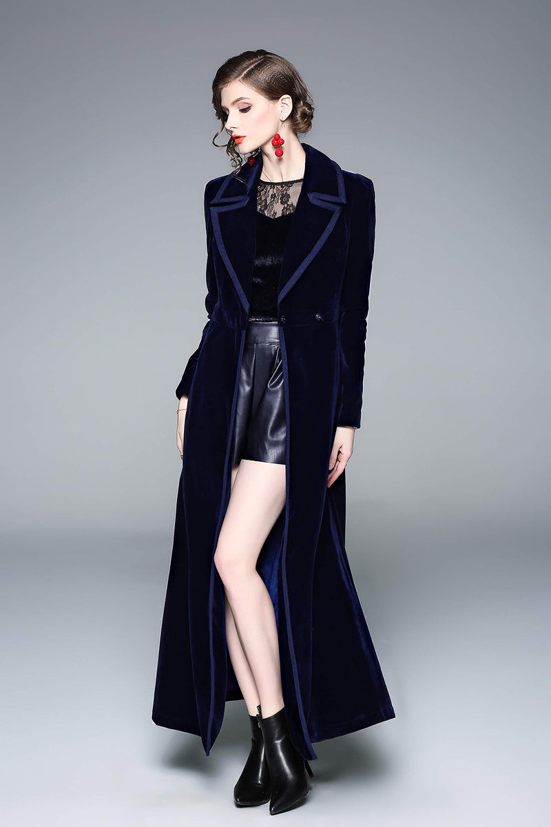 Long Velvet Coat Retro Outwear Dresses – LAI MENG FIVE CATS