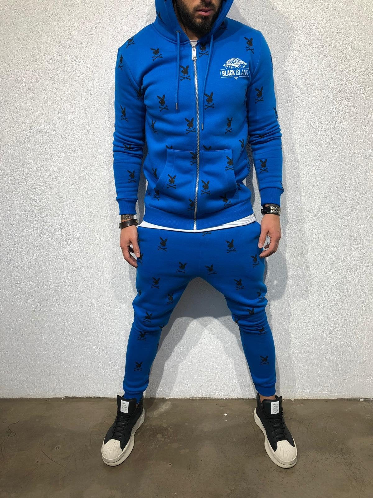 blue hoodie streetwear