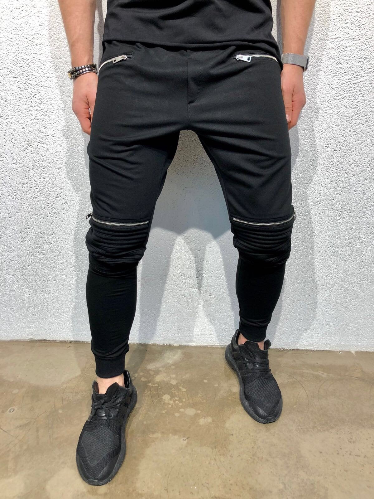 jogging pants with zipper legs