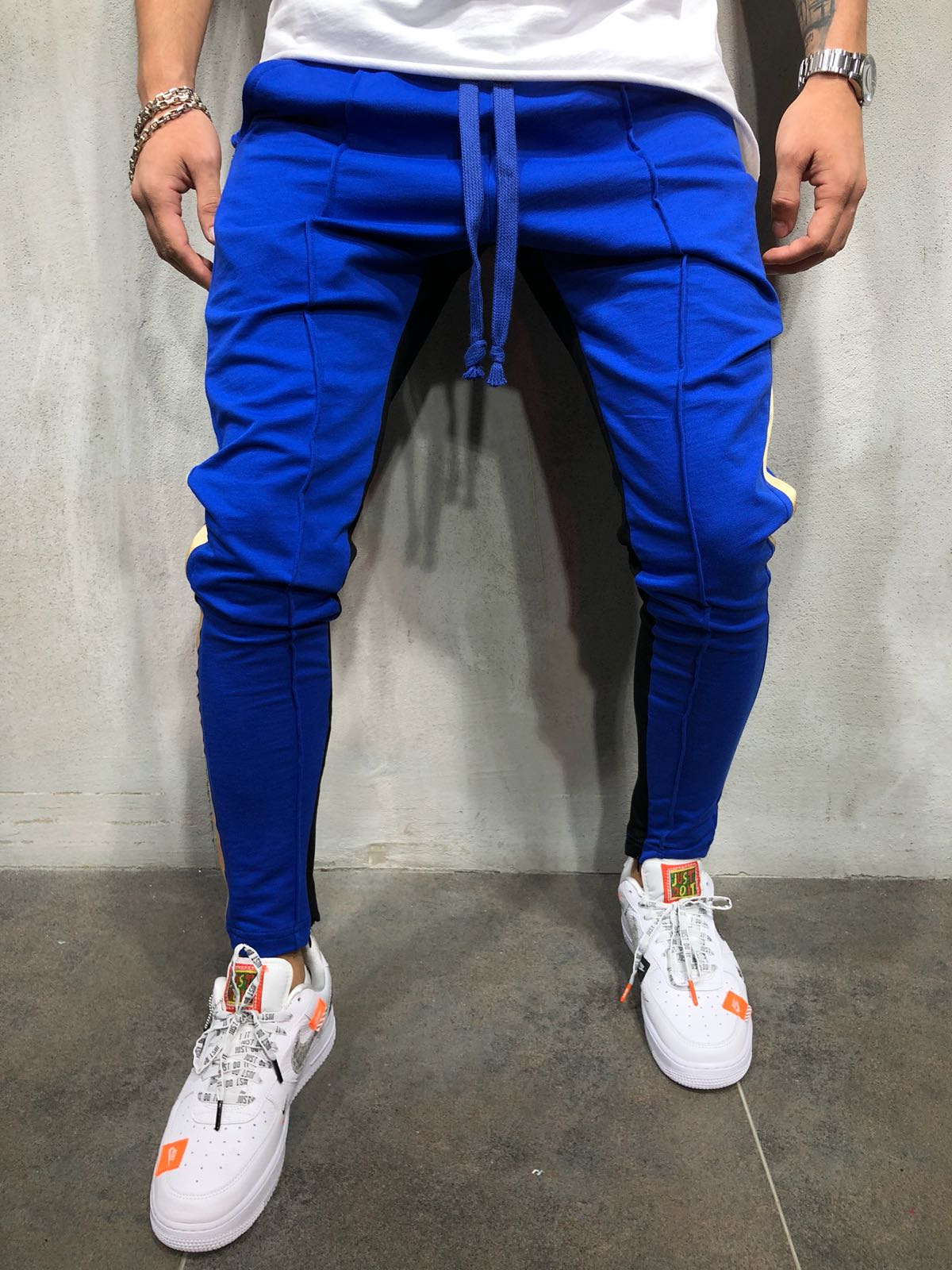 Blue Gold Striped Jogger Pant A178 Streetwear Jogger Pants | Sneakerjeans