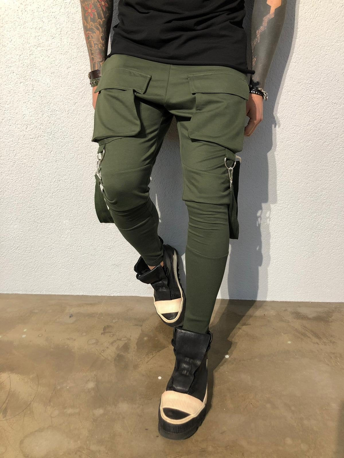 khaki joggers with pockets