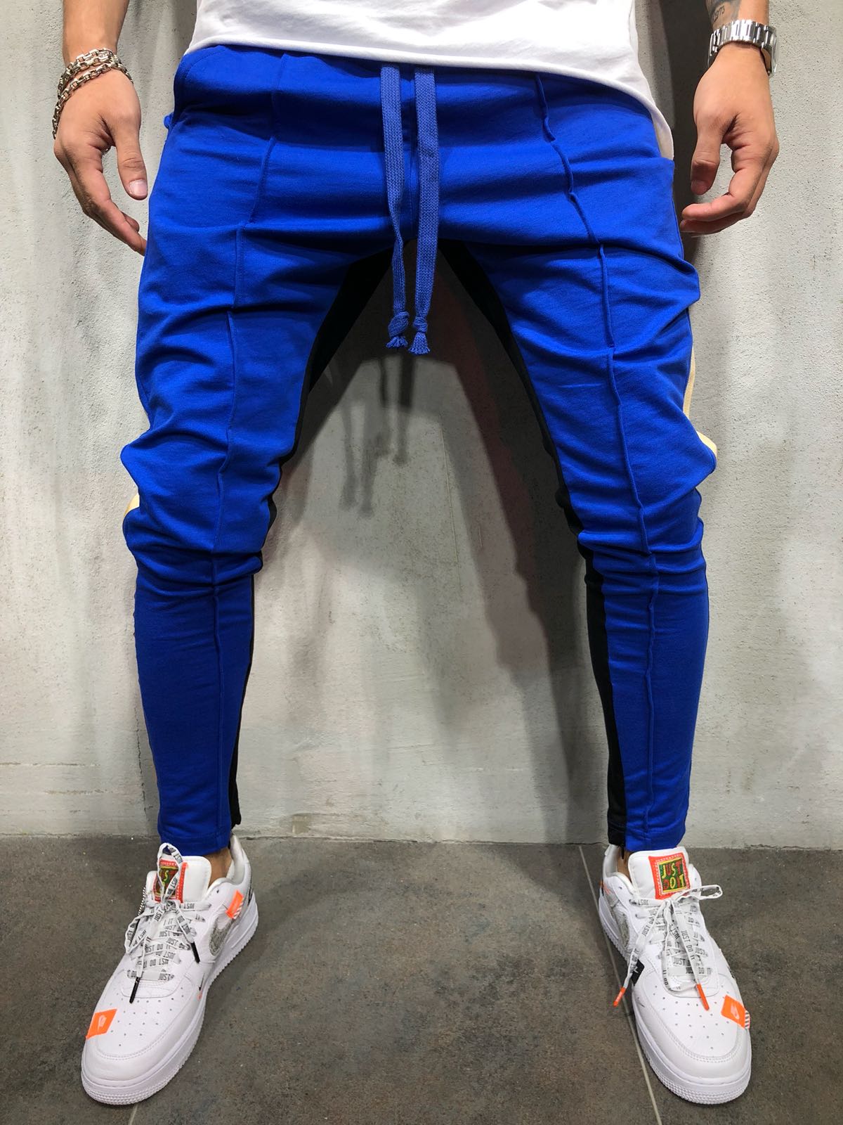 Blue Gold Striped Jogger Pant A178 Streetwear Jogger Pants | Sneakerjeans