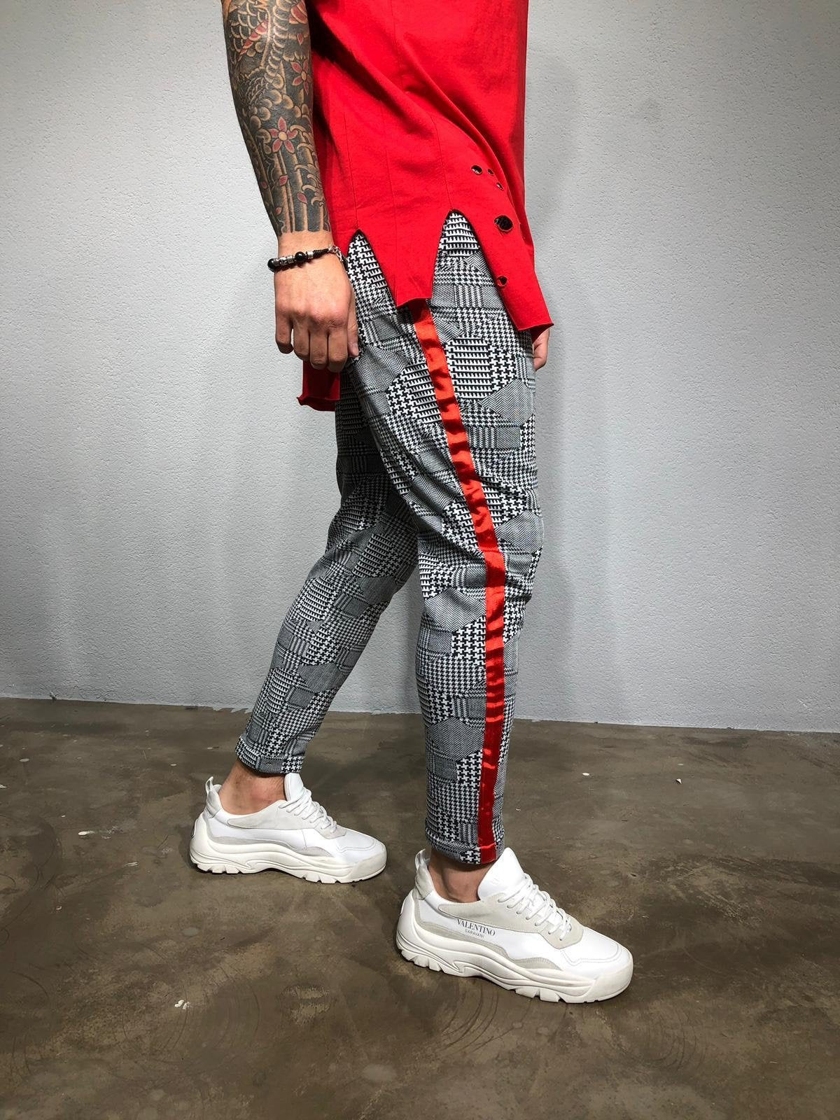 grey checkered joggers