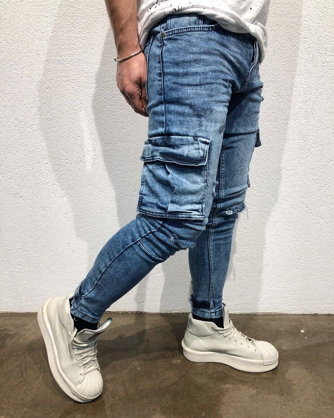 cargo ripped jeans