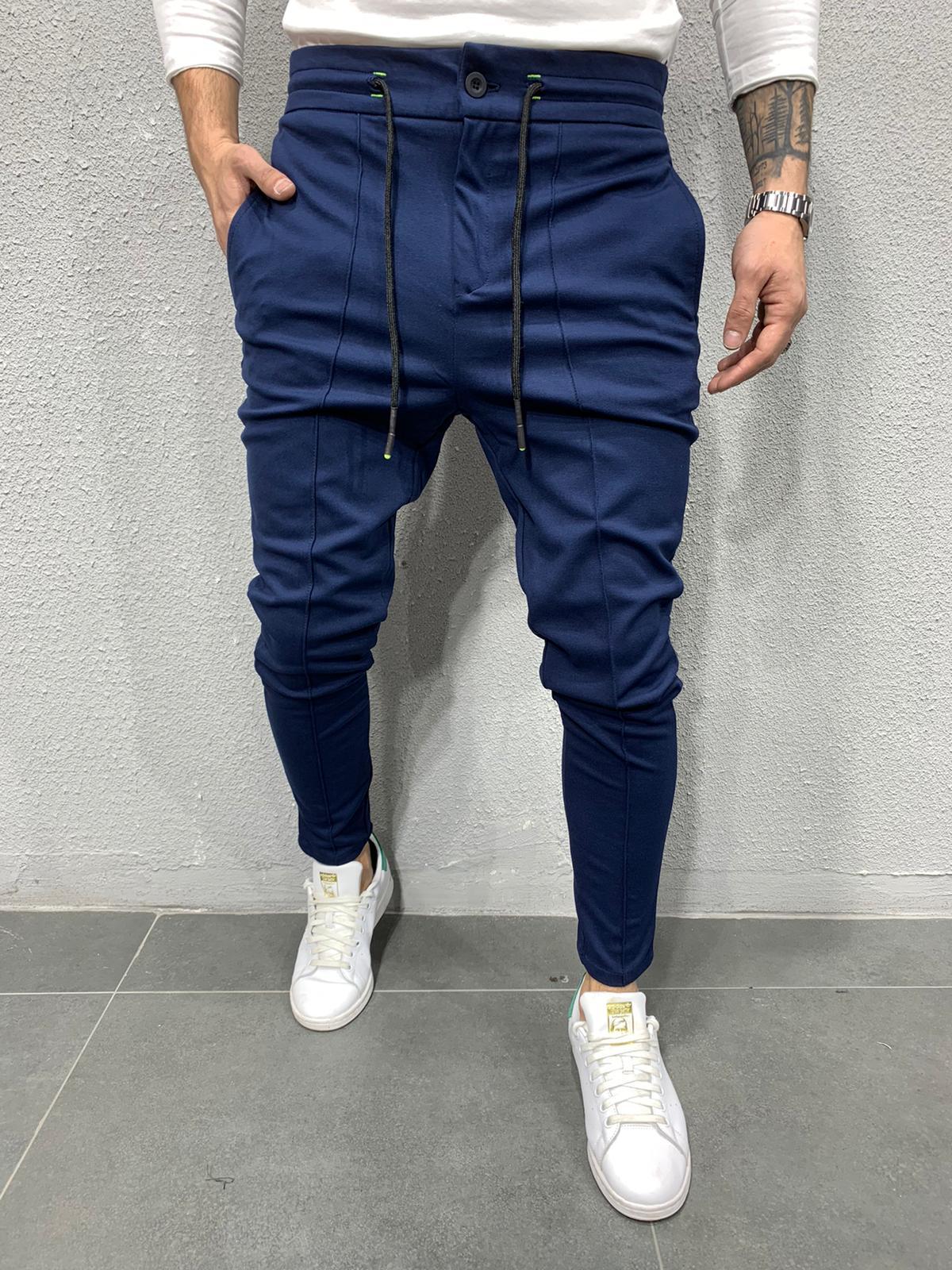 mens navy blue jogger pants