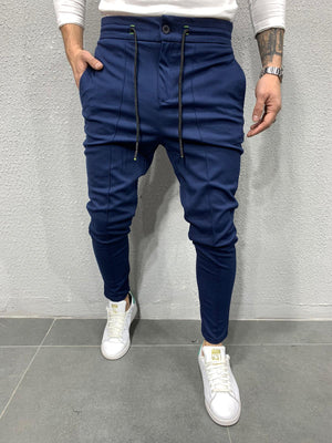 navy skinny joggers mens