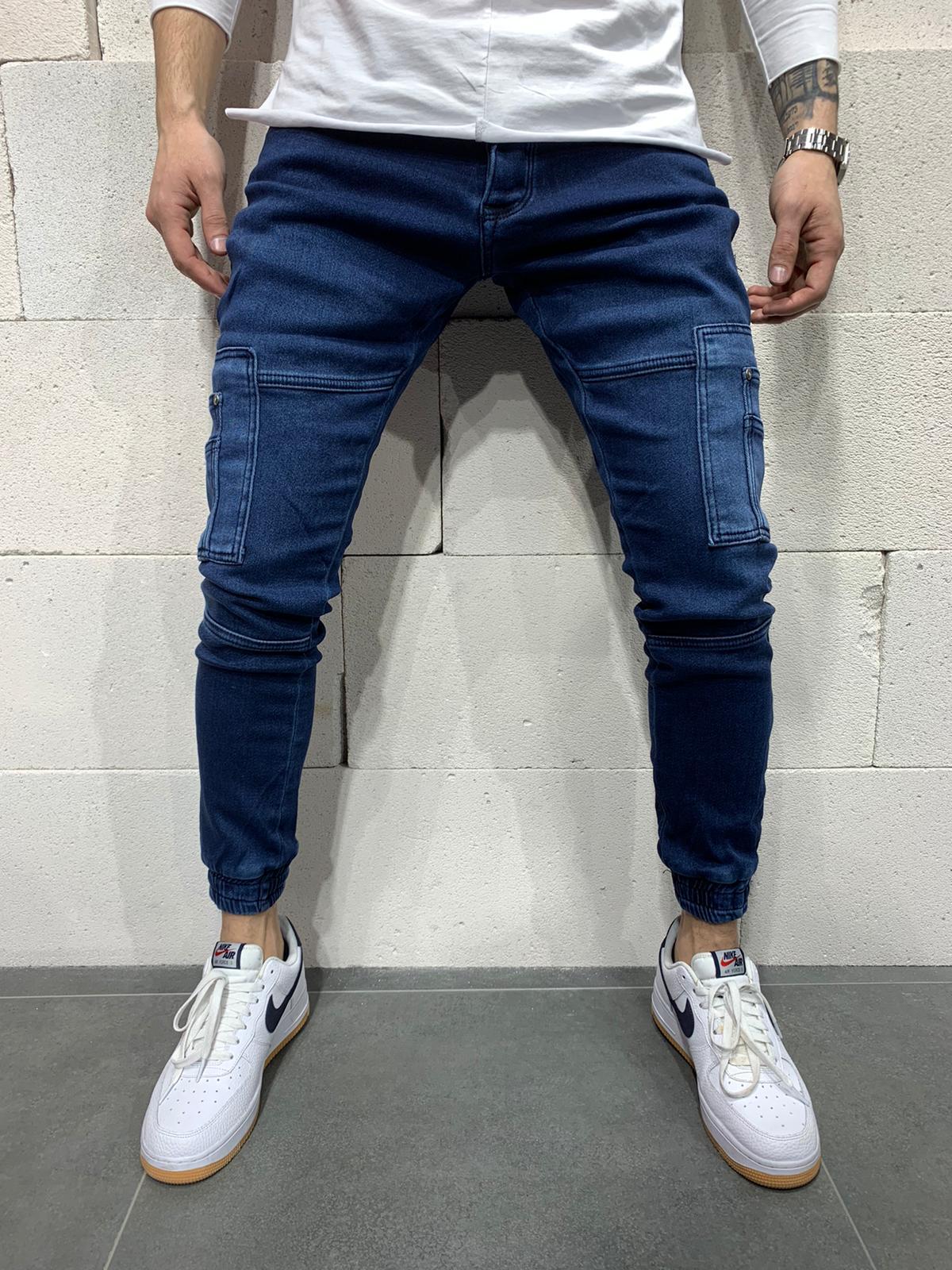 blue jogger jeans