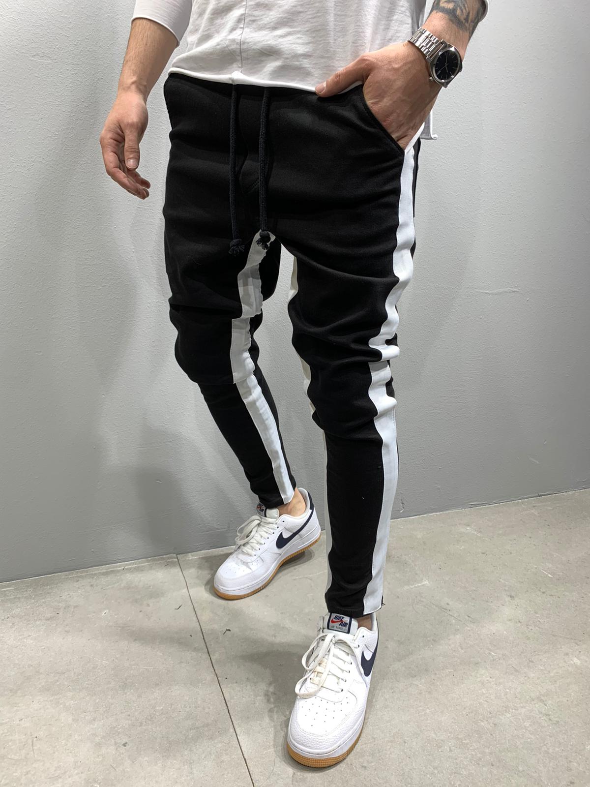 black striped joggers