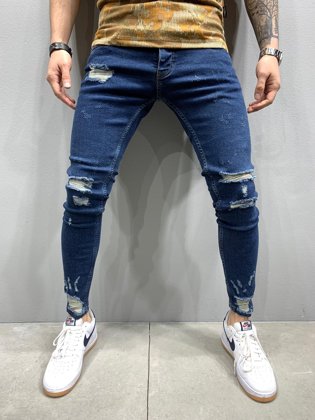 navy ripped jeans