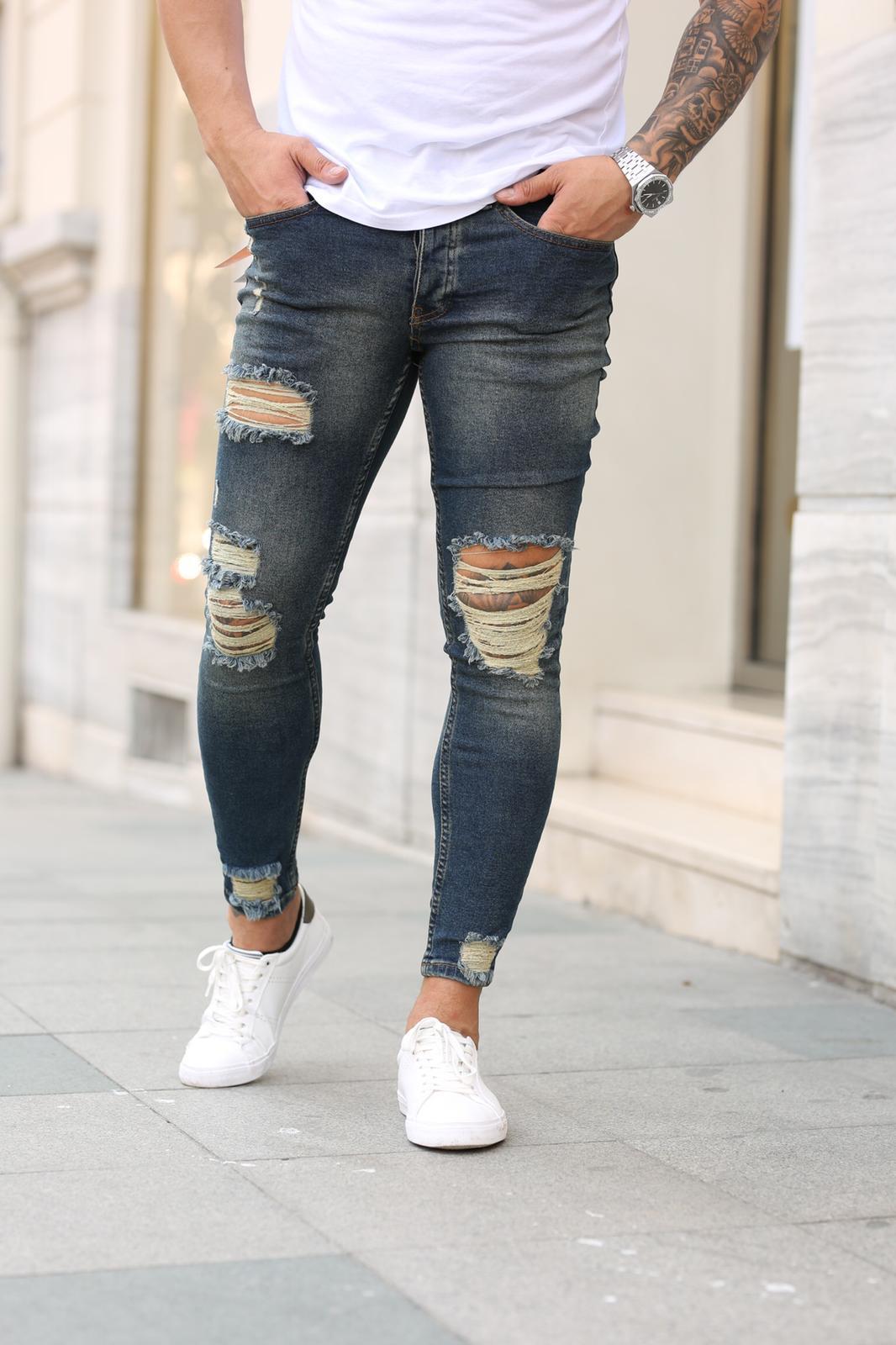 navy ripped jeans