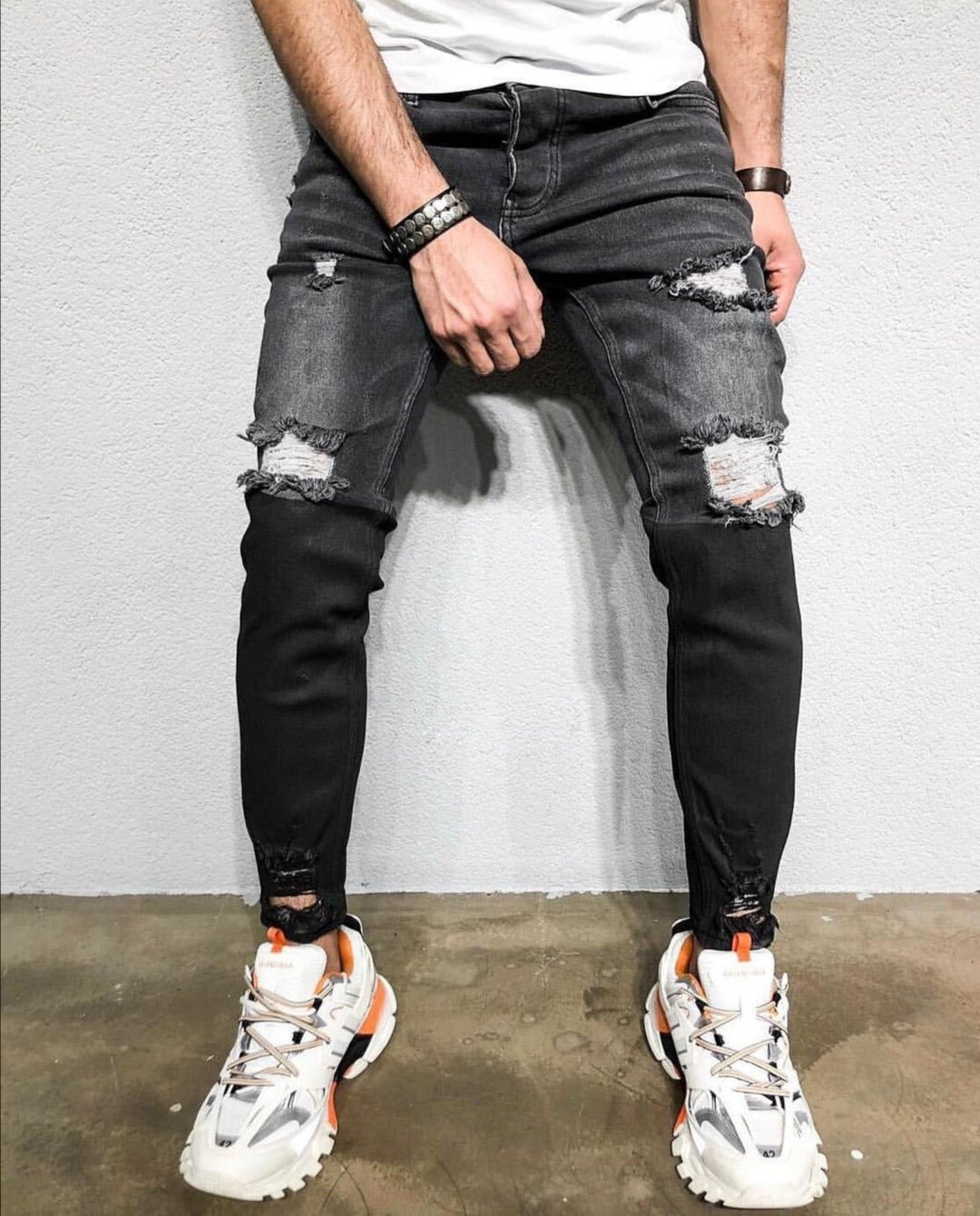 Settle Goneryl præambel Black Ripped Ultra Skinny Jeans BL276 Streetwear Mens Jeans | Sneakerjeans