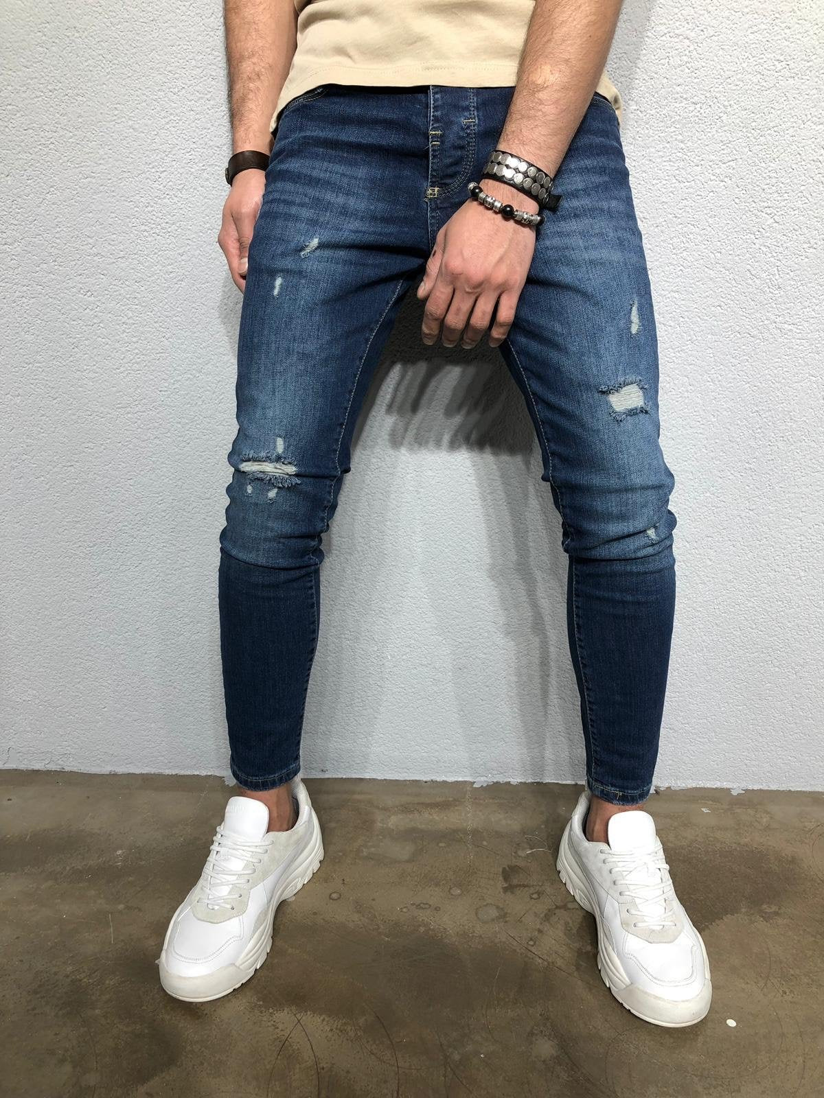 Blue Distressed Denim BL259 Streetwear Jeans | Sneakerjeans