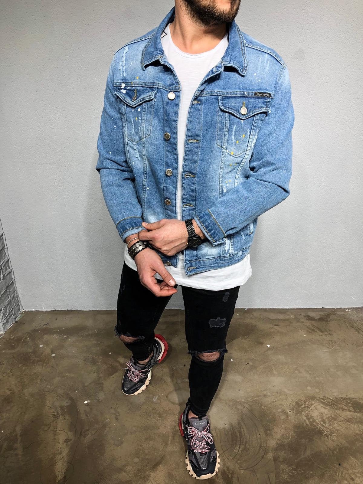 Blue Printed Denim Jacket BL241 Streetwear Denim Jacket | Sneakerjeans