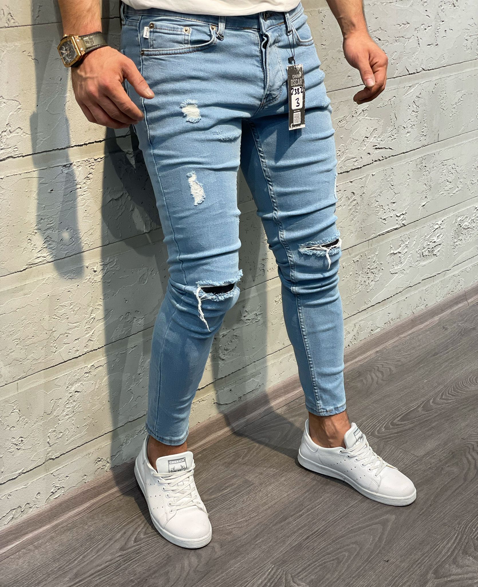 Blue Ripped Skinny Jeans | Sneakerjeans