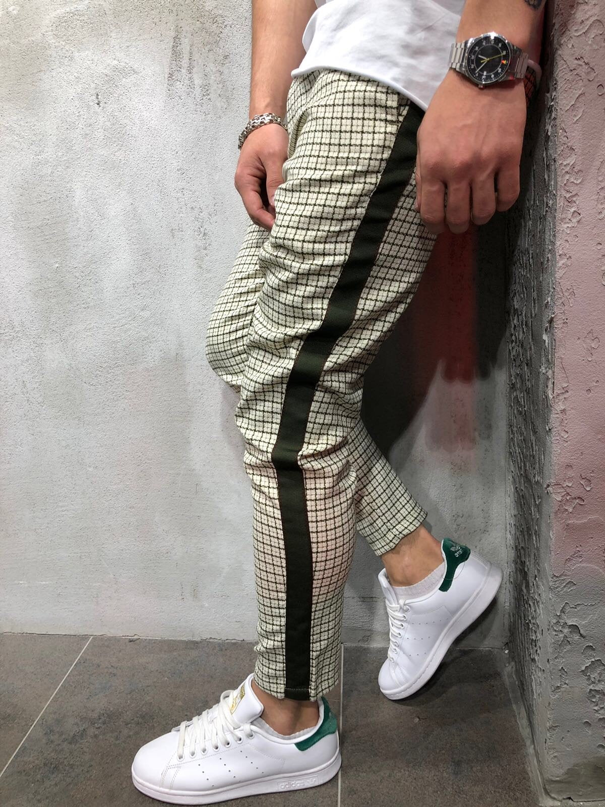 Checkered Side Stripe Jogger Pants