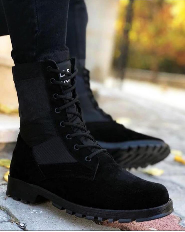 Sneakerjeans Black Suede Military Boots 