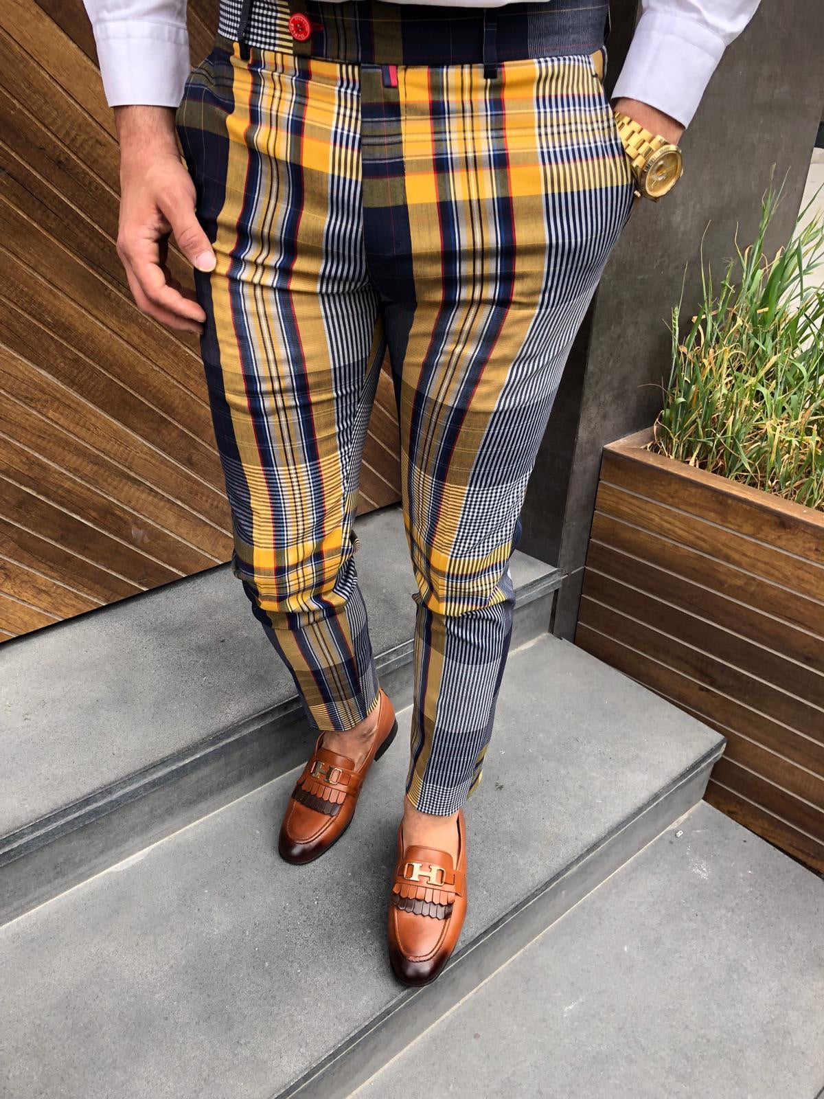 yellow checkered pants