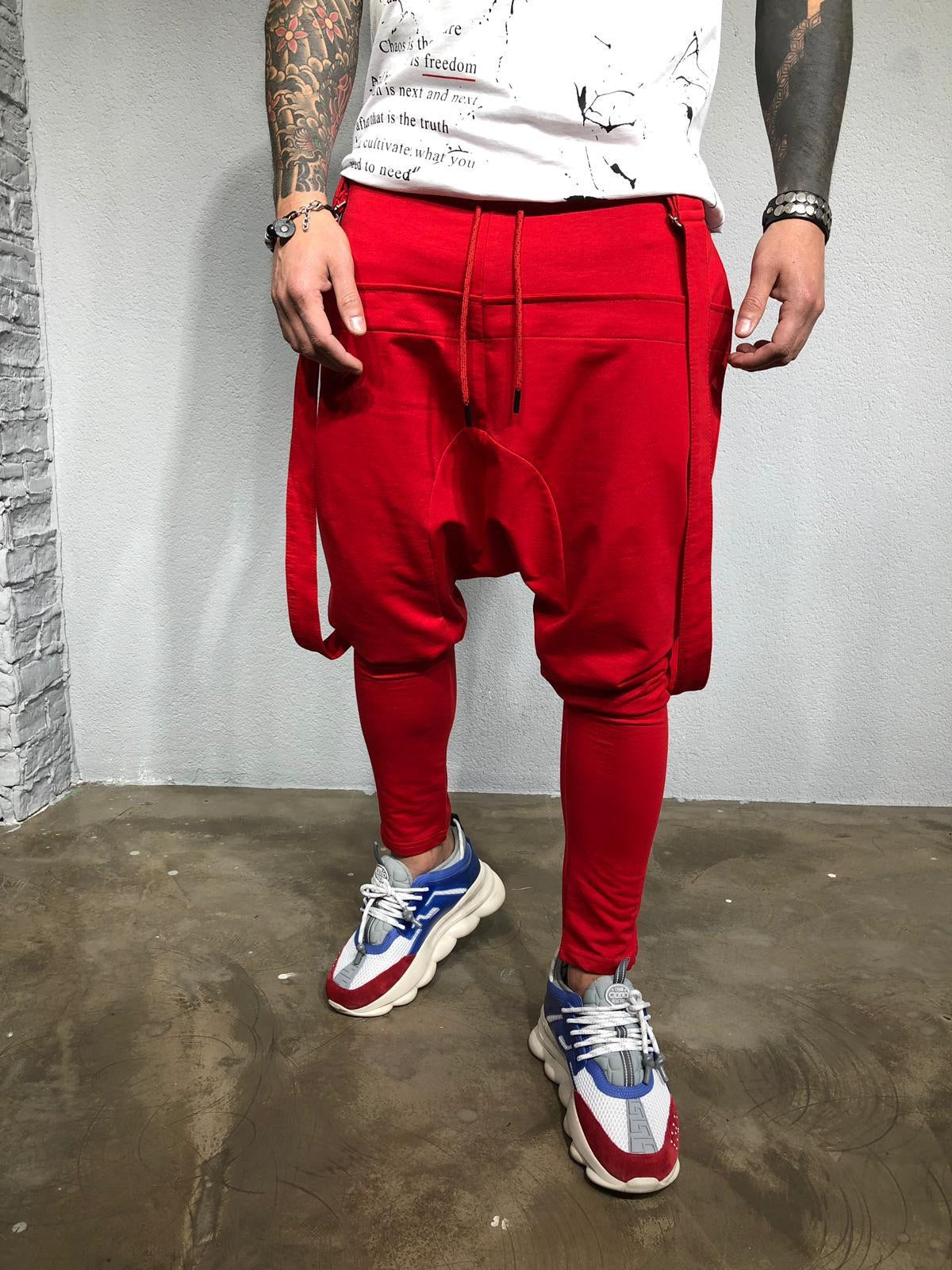 red jogger pants for mens