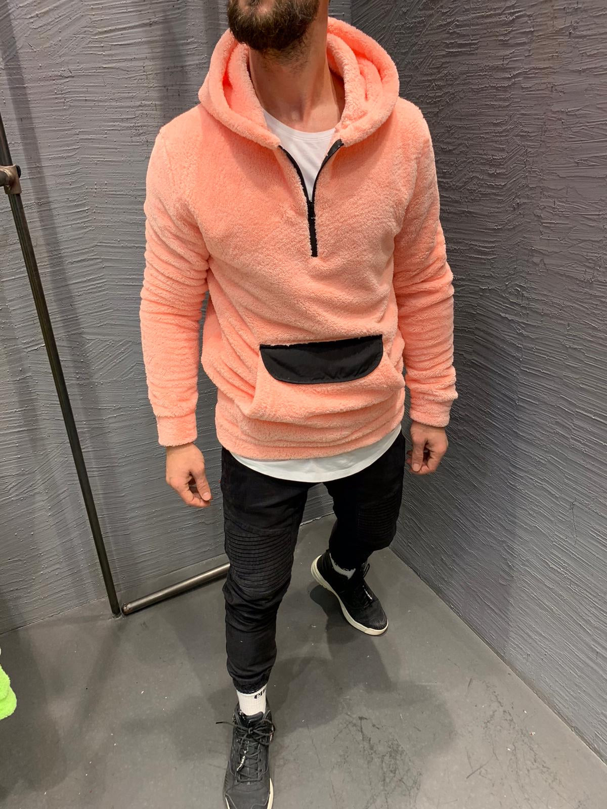 pink hoodie mens streetwear