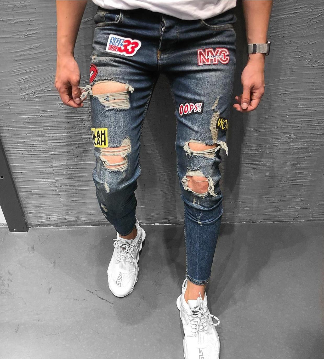 slim fit jeans distressed