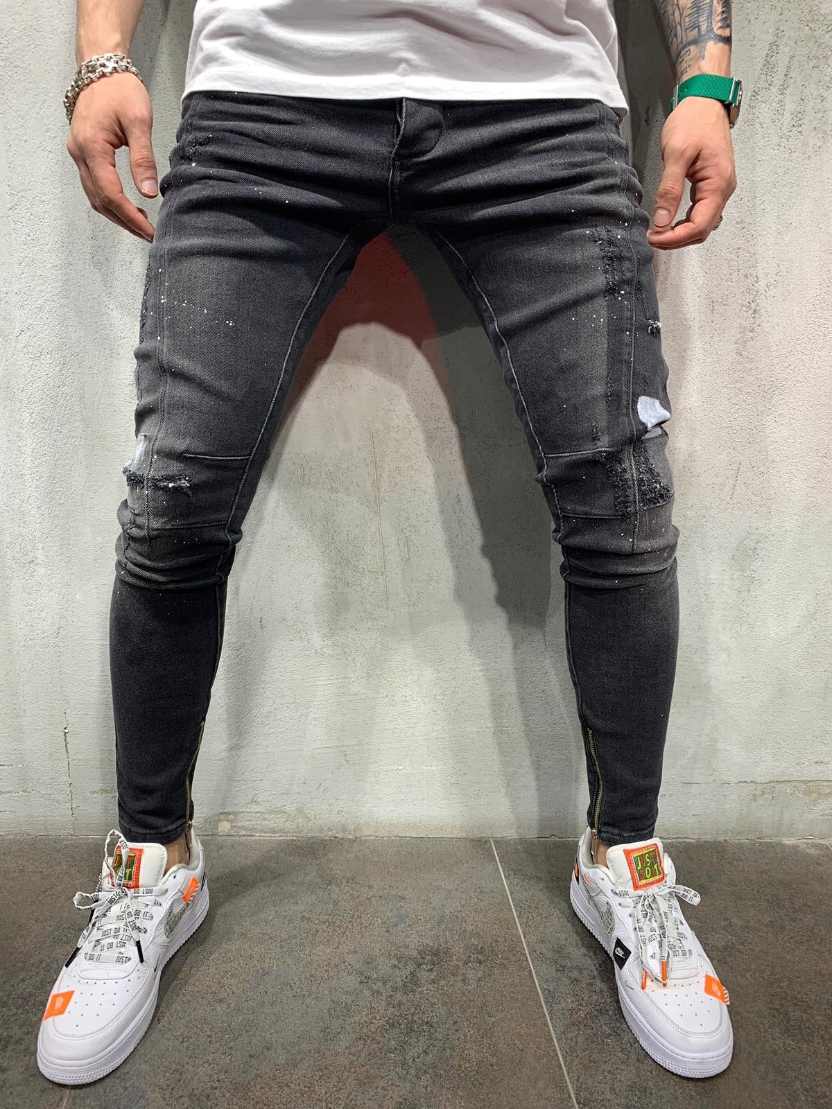 skinny jeans zipper ankle mens