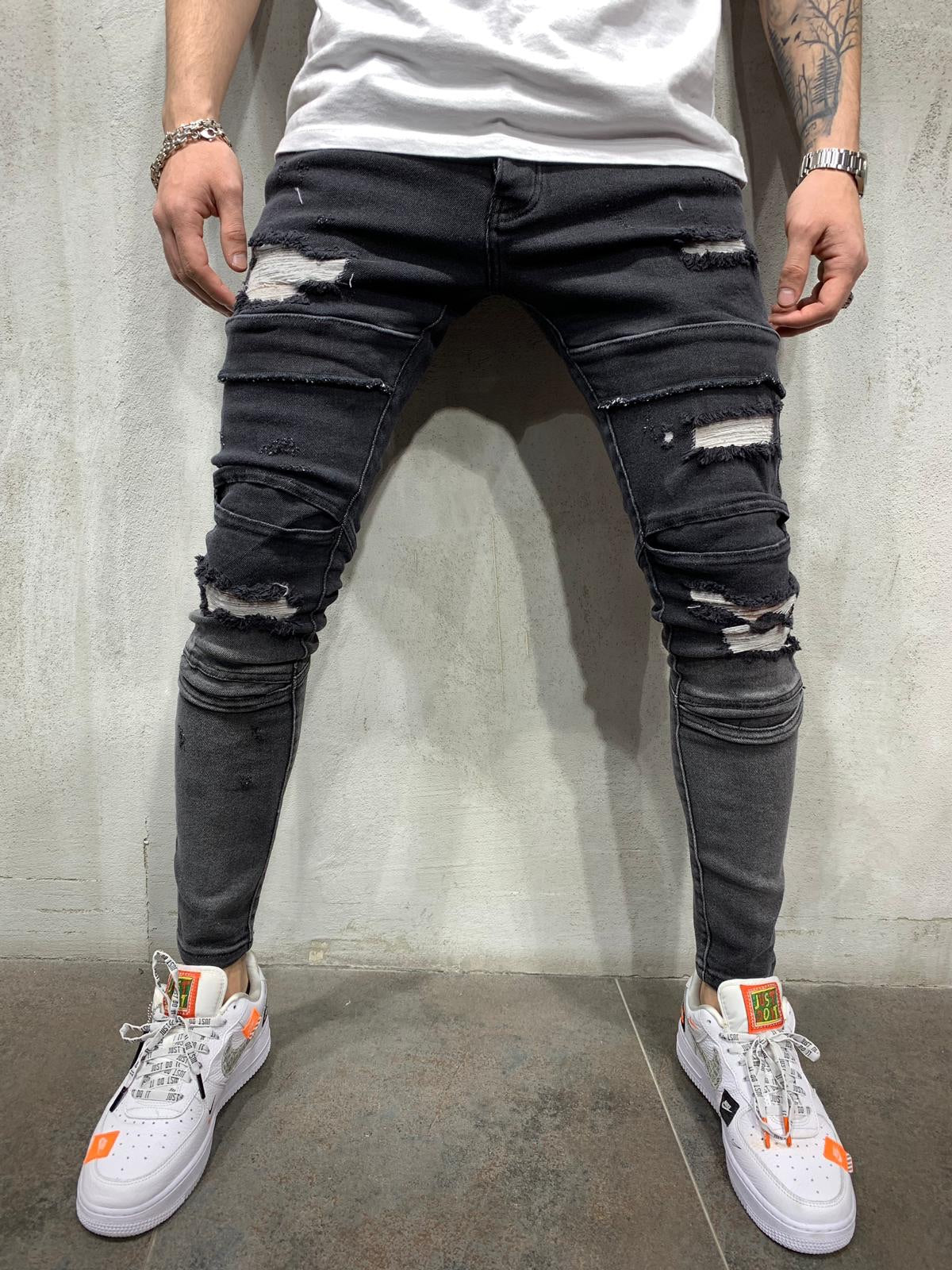 ripped black jeans slim fit