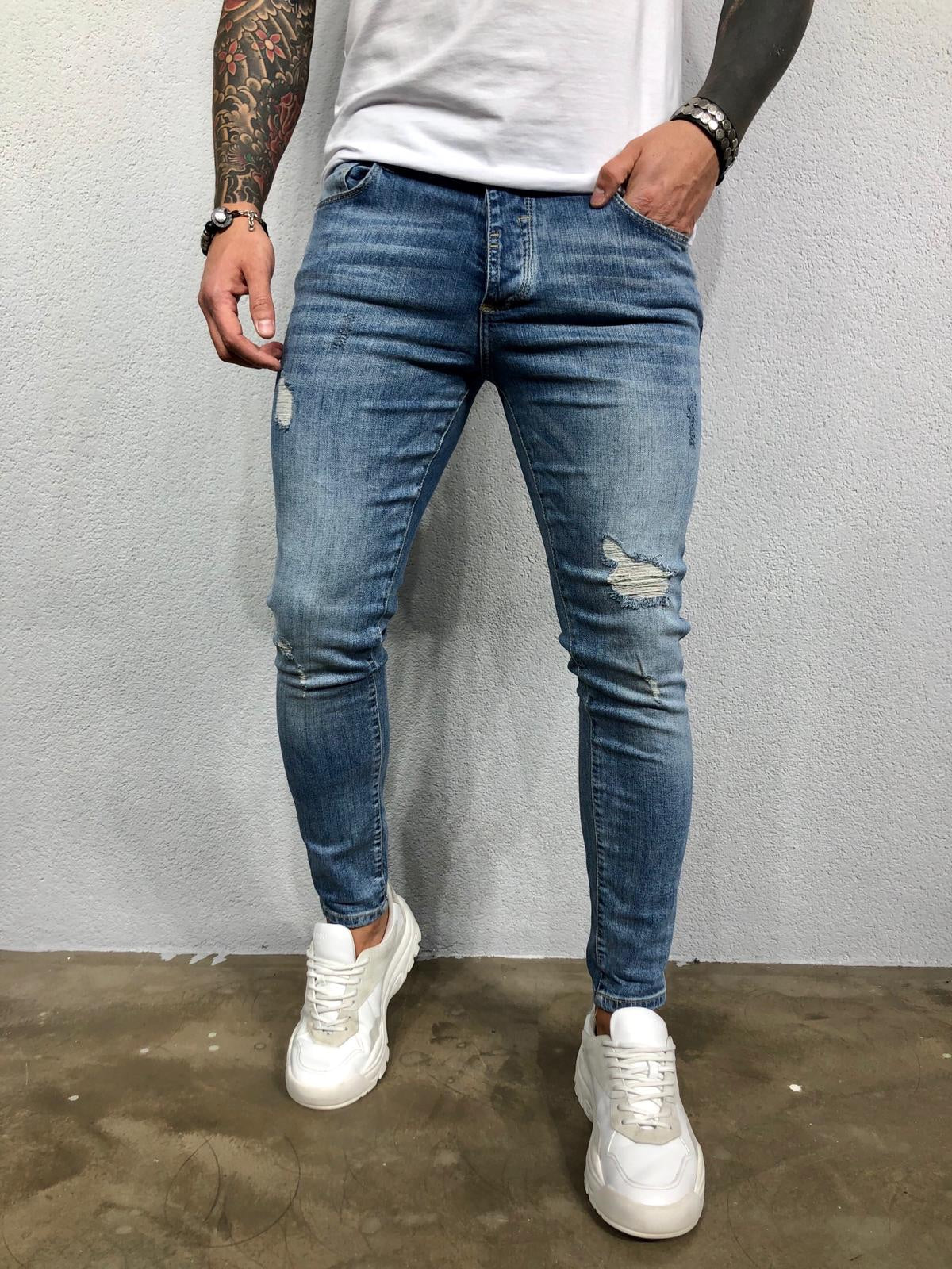 mens ripped slim fit jeans