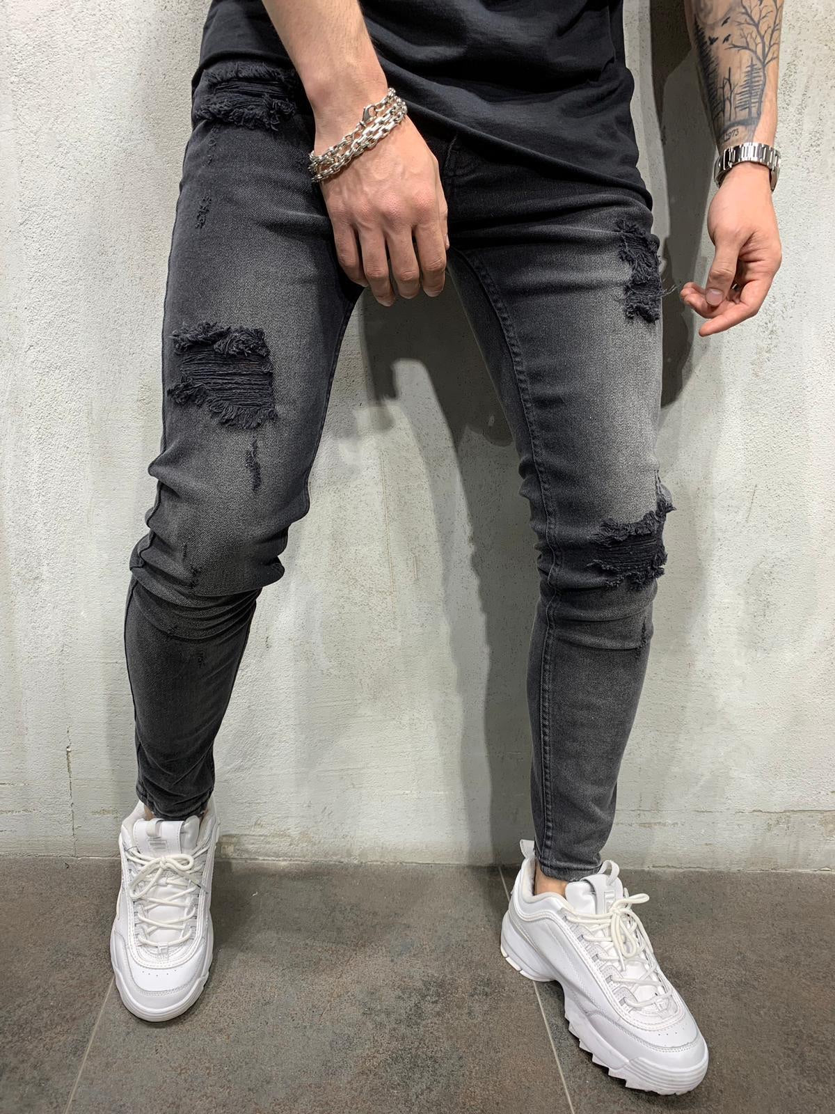 mens washed black jeans