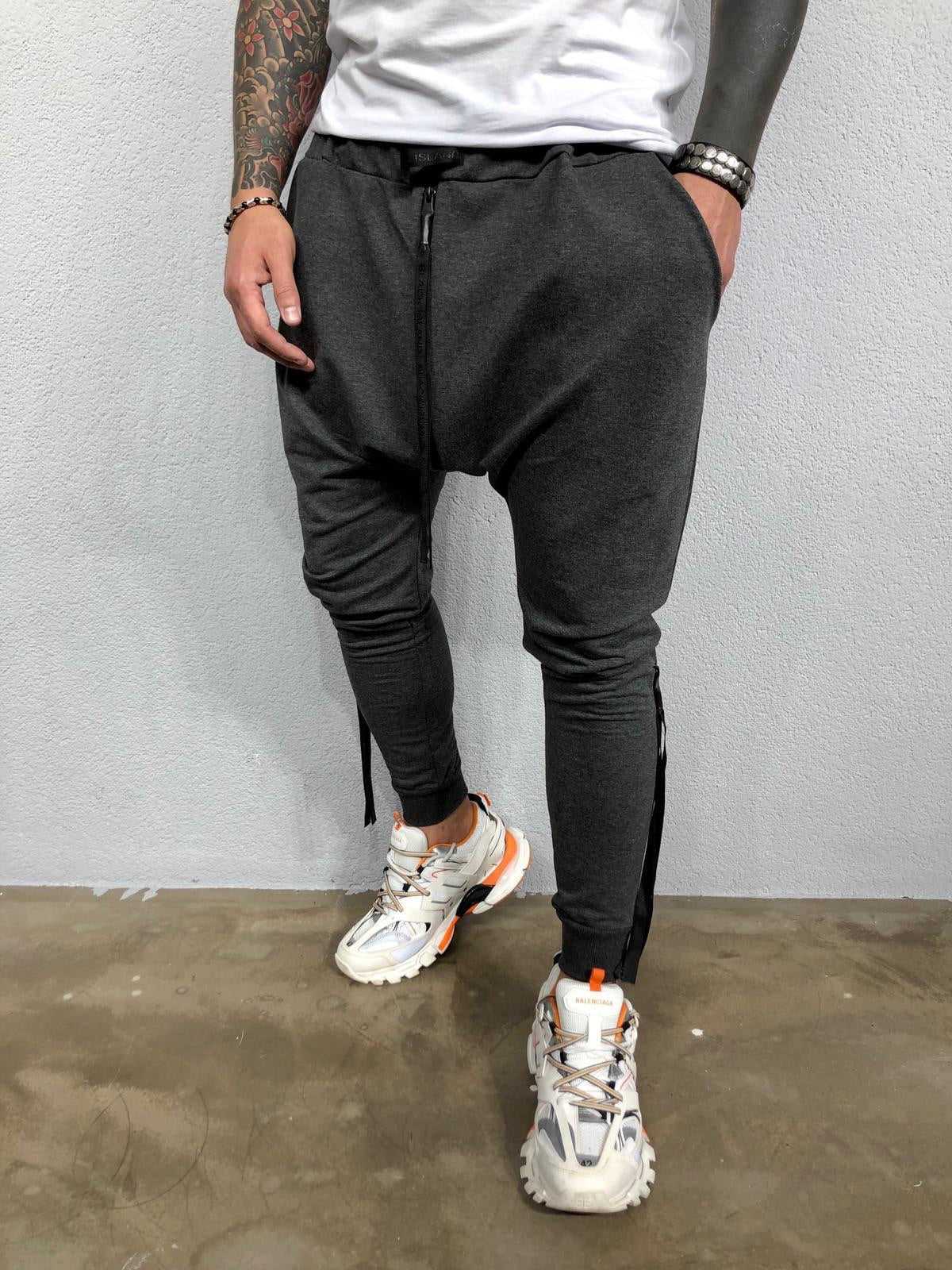 mens joggers with ankle zip