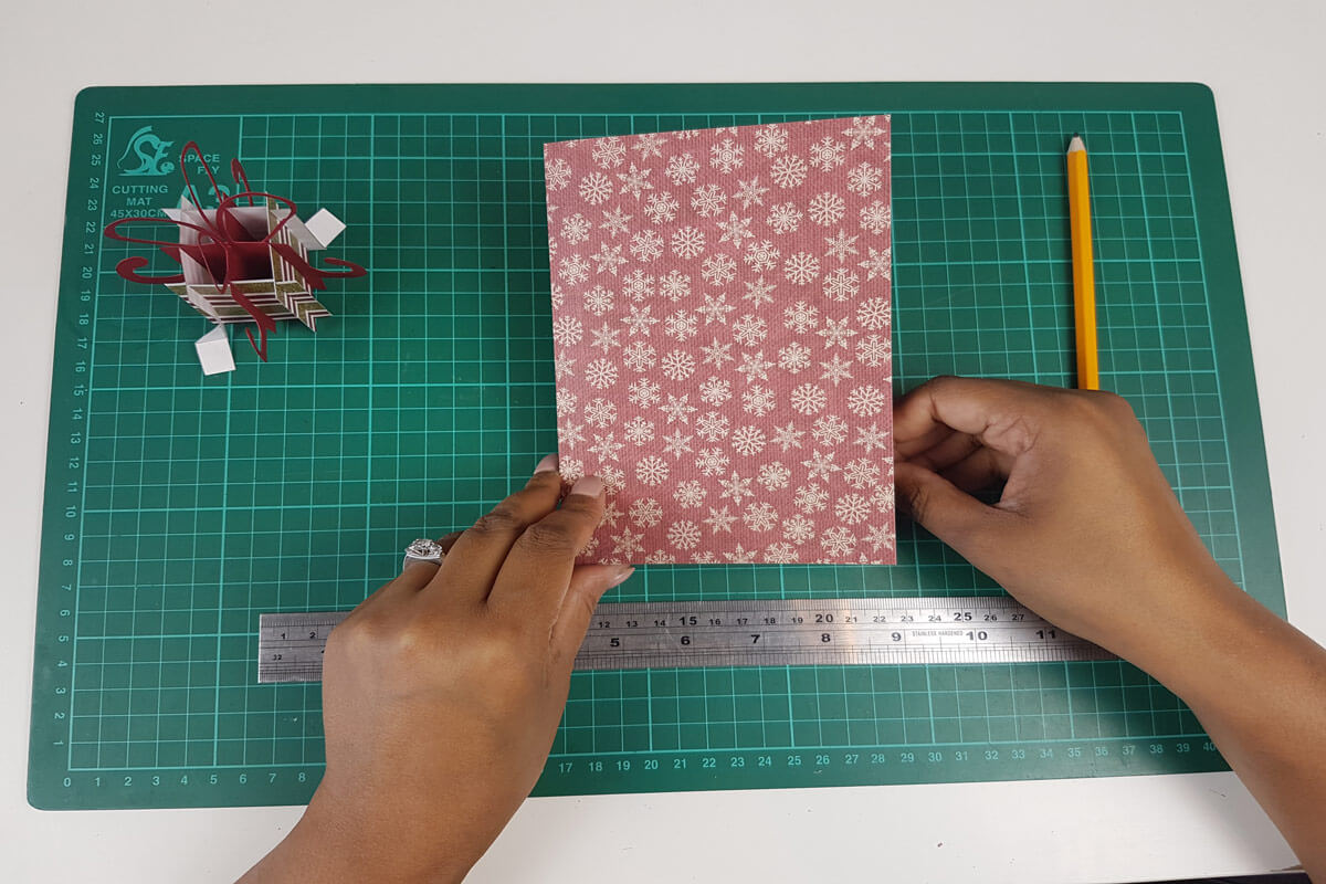 How To Make A Christmas Pop Up Card Tutorial - picture of cardstock for the cover of the card