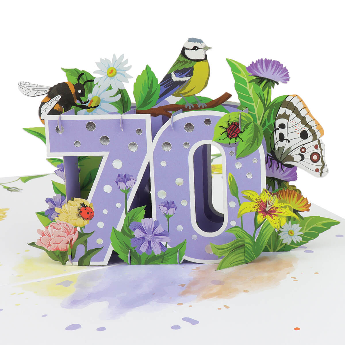 Image of 70th Birthday Floral Pop Up Card