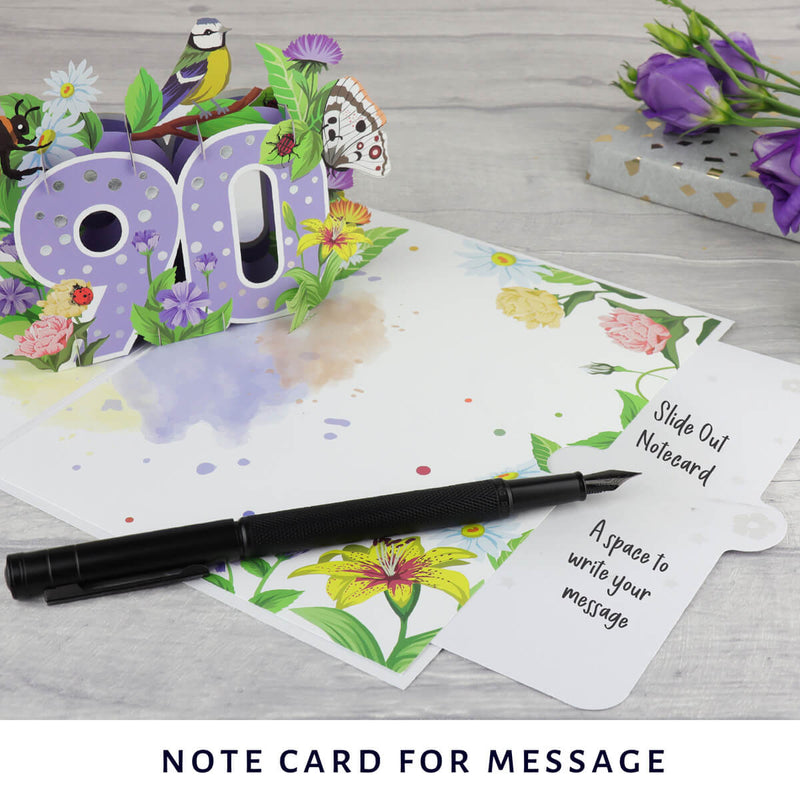 Pretty Floral 90th Birthday Pop Up Card For Her UK | 90th Card – Cardology