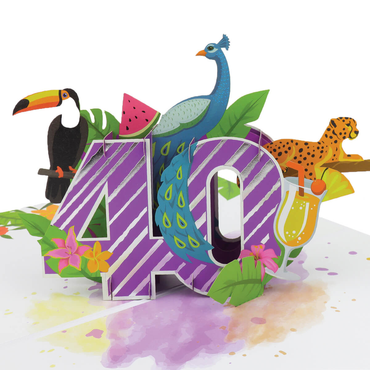 Image of 40th Birthday Tropical Pop Up Card