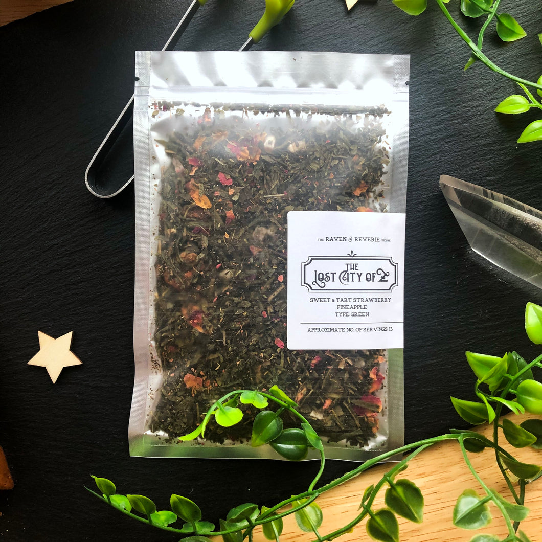The Lost City of Z - sweet & tart strawberry pineapple loose leaf green tea