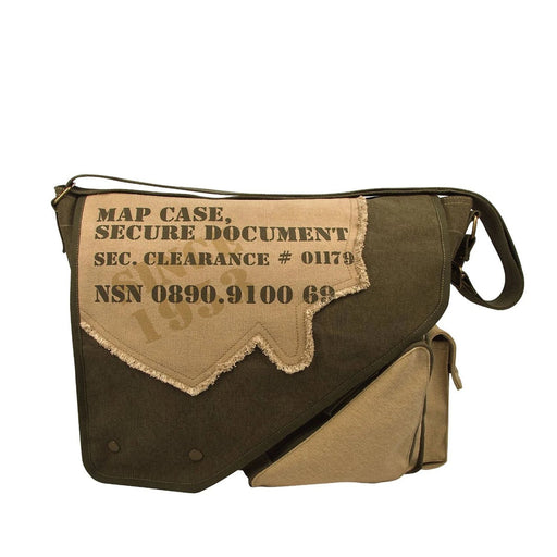 Heavyweight Canvas Classic Messenger Bag With Military Stencil