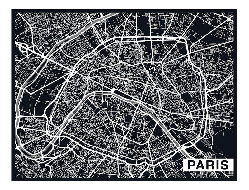 Paris City Art Map Mural Online NZ | The Inside