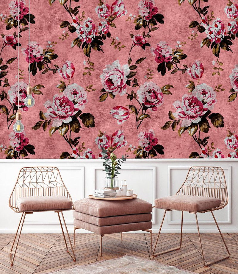 Wild Rose Mural - Pink/Red