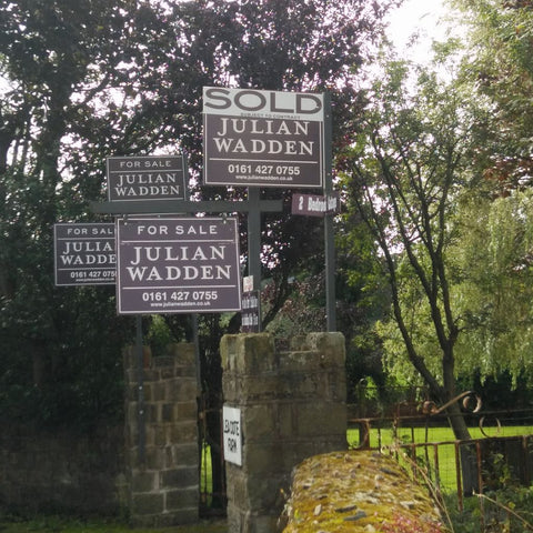 alt="Bramble and Fox UK hygge blog: The One That Got Away. Sold board up for Leighton Cottage Marple"