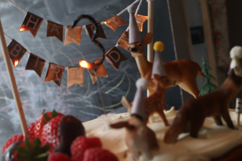 how to create a hygge kitchen on a budget, cosy kitchen, woodland birthday cake, bramble and fox, uk, hygge, shop, gifts