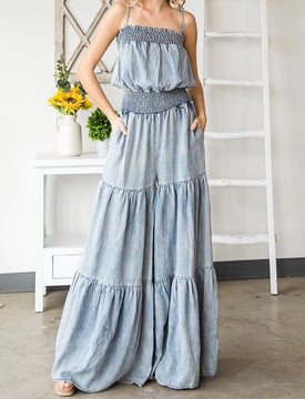 WASHED RUFFLED WIDE FIT JUMPSUIT